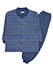 GUNZE(グンゼ)紳士長袖・長パンツパジャマ 襟元保温 ボーダー柄のカラー　ブルー 