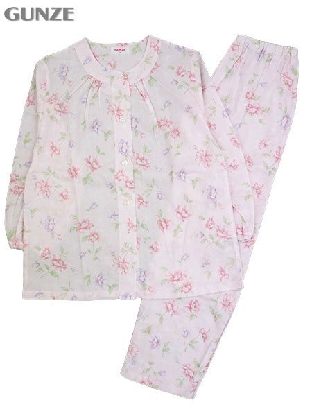 GUNZE(グンゼ)婦人長袖・長パンツパジャマ 花柄 ナチュラル楊柳 綿100% TP6112のメイン画像