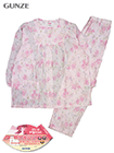 GUNZE(グンゼ)婦人長袖・長パンツパジャマ 身巾ゆったり 快適設計 綿100%楊柳