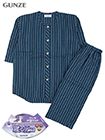 GUNZE(グンゼ)紳士7分袖・7分丈パンツパジャマ 寝るテコ 綿100% ストライプ柄の詳細画面へ